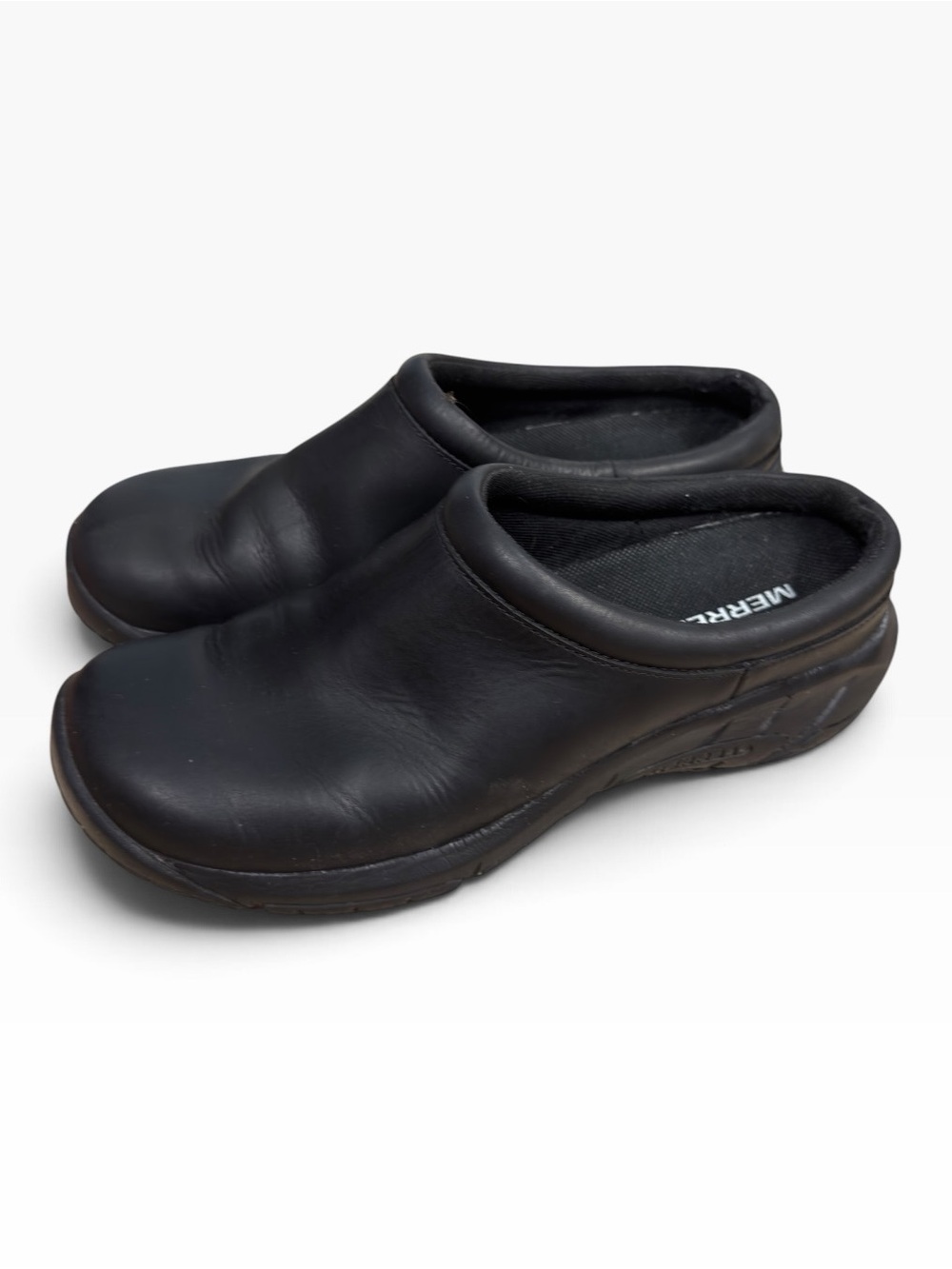 Merrell Encore Black Leather Slip On Clogs Comfort Walking Shoes Womens Size 9
